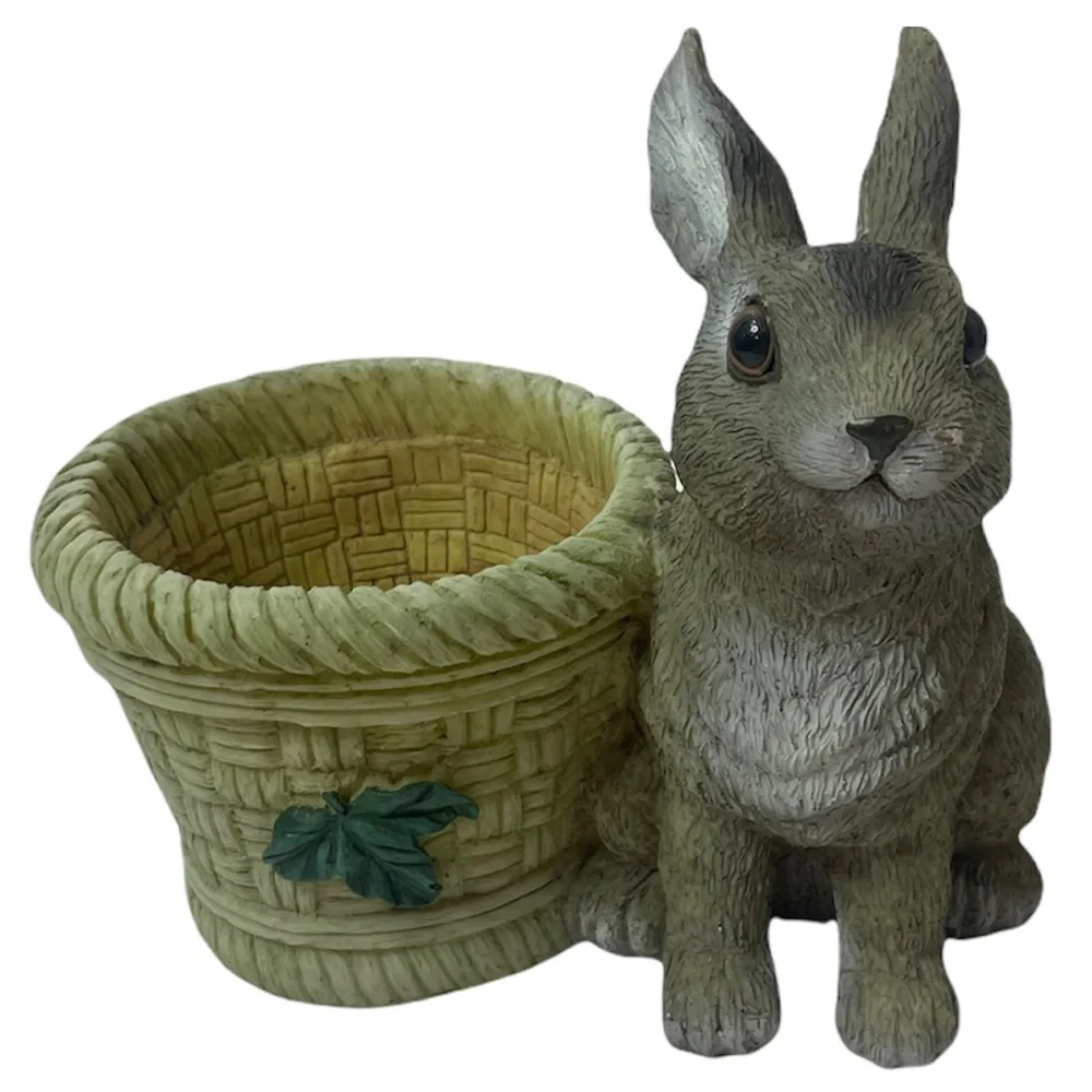 Vintage Rabbit Pot Planter Indoor Outdoor Resin Primitive Rustic Cottage Core